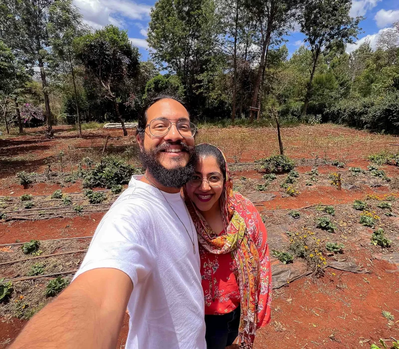 My sister and I before construction started